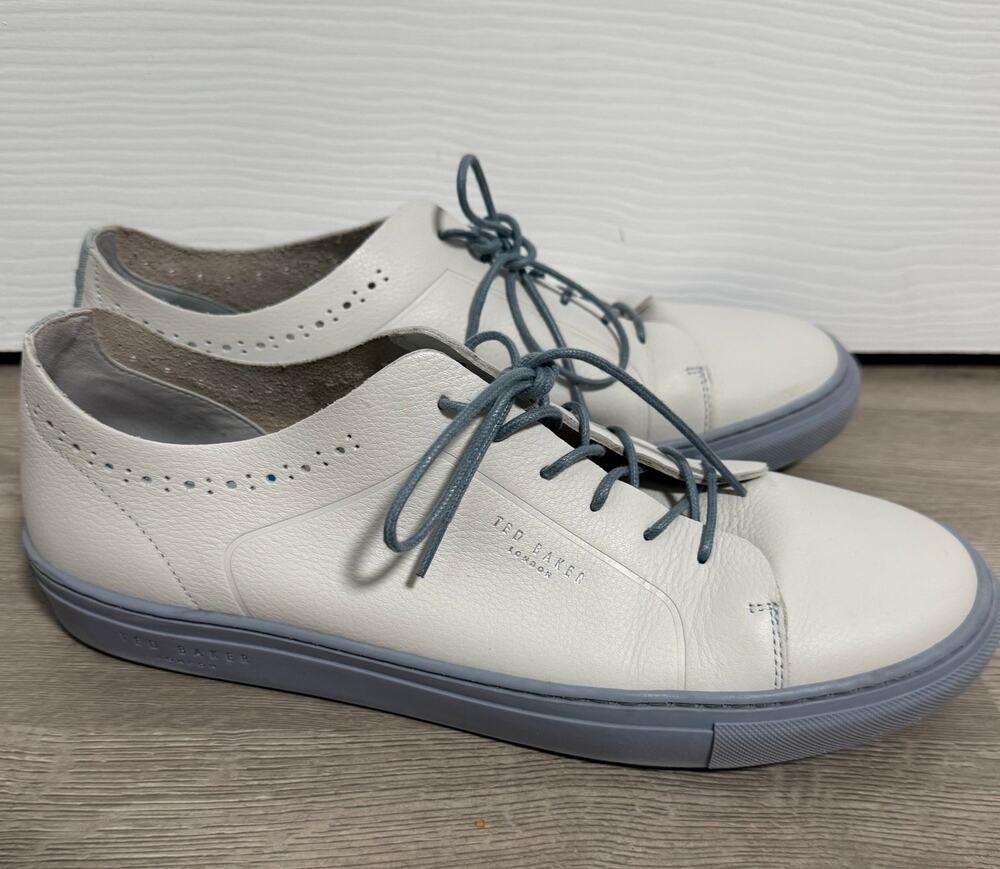 Ted Baker London Men's Blue Gray Leather Sneakers Shoes Size  US 11.5
